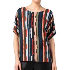 AKRIS PUNTO Multicolor‎ Geometric Pattern Print T-Shirt Tee Top Size 12
